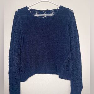 Massimo Dutti Navy grandma core Crochet sweater M